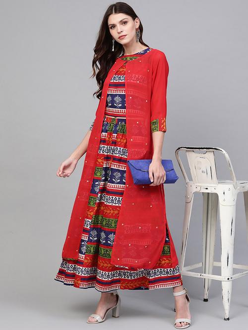 women red printed fusion set - 21567222 - Very Small Image - 1