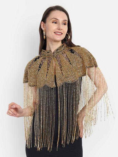 women embellished sleeveless party wear shrug - 21568399 - Very Small Image - 1