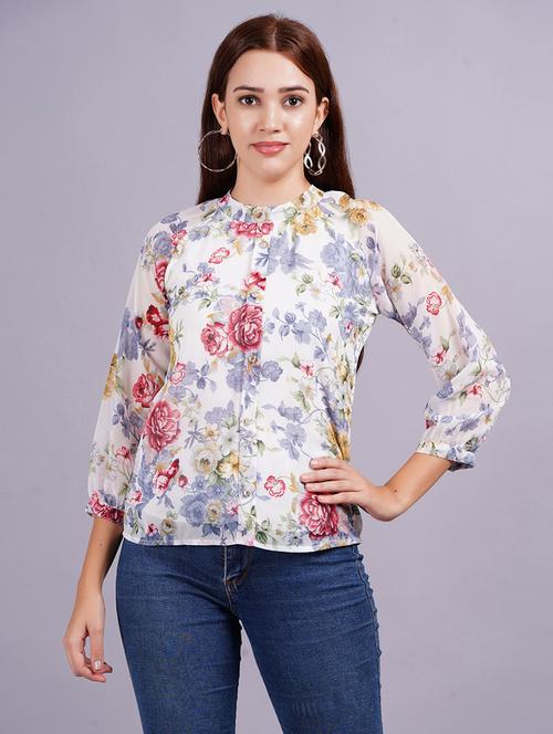 women white floral printed regular top - 21570490 -  Standard Image - 0