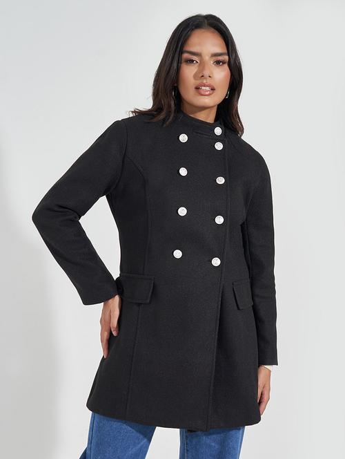 women full sleeve solid overcoat - 21571504 - Very Small Image - 1