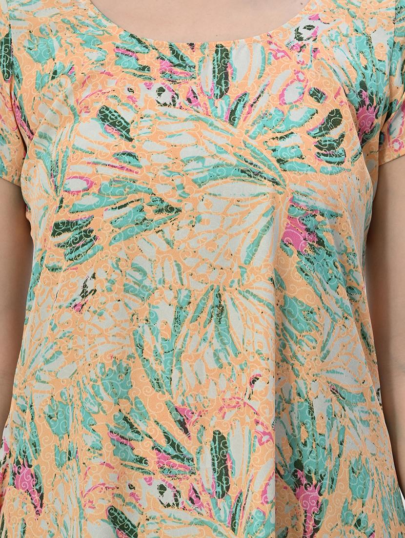 women orange floral printed a-line dress - 21571978 - Standard Image - 5