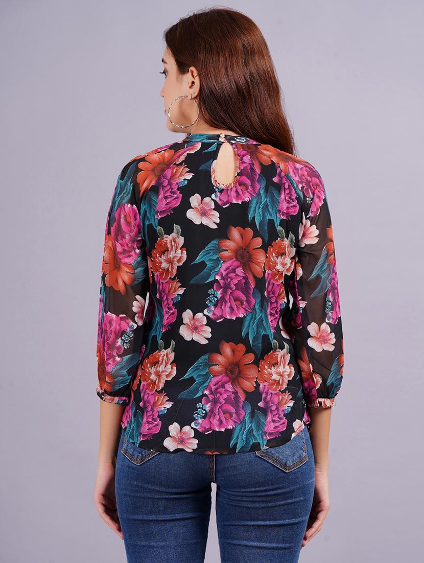 women floral three quarter sleeve shirt - 21572546 - Standard Image - 3