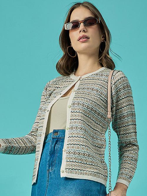 women self design long sleeves cardigan - 21575935 - Very Small Image - 1