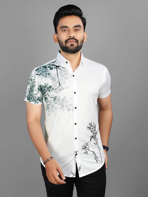 men regular fit floral printed short sleeves casual shirt - 21577192 - Standard Image - 0
