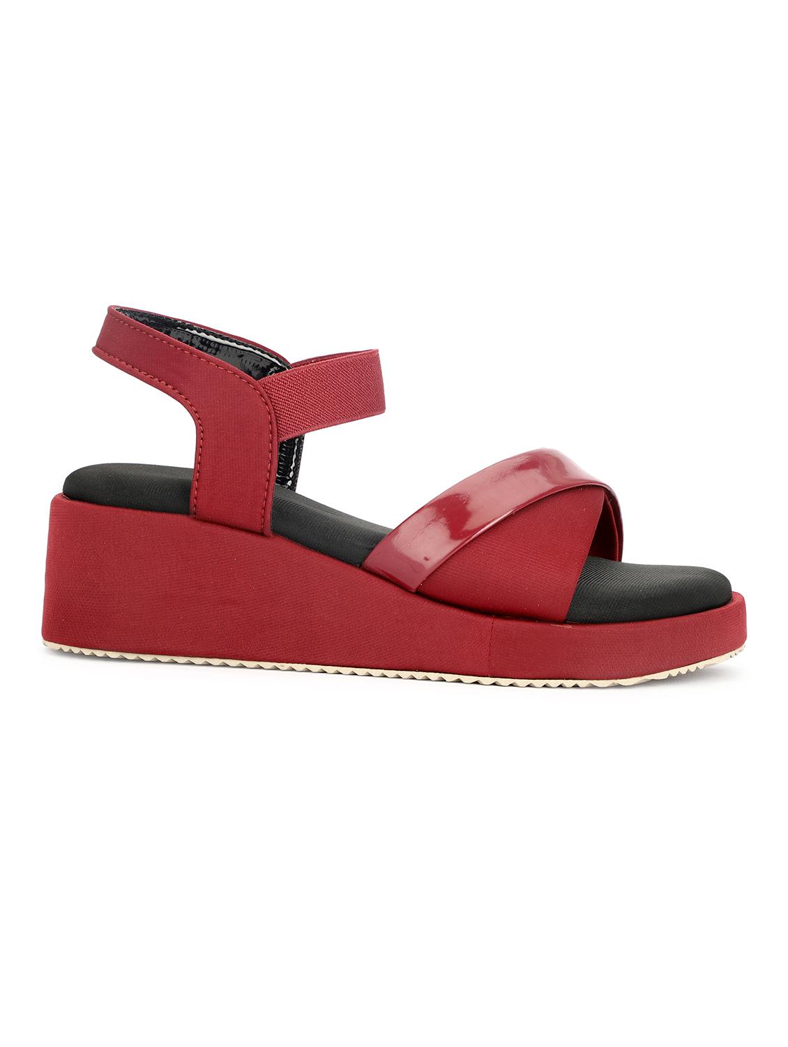 women maroon platforms wedge - 21577304 - Standard Image - 2