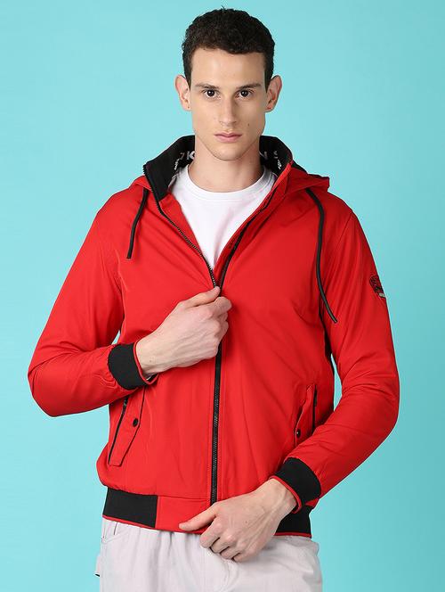 men red solid long sleeve bomber jacket - 21578483 - Very Small Image - 1