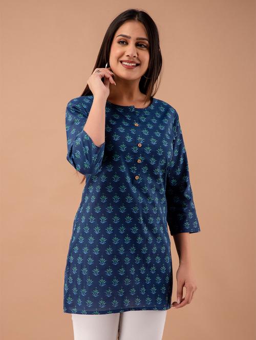 women printed three quarter sleeve short kurti - 21581363 - Very Small Image - 1