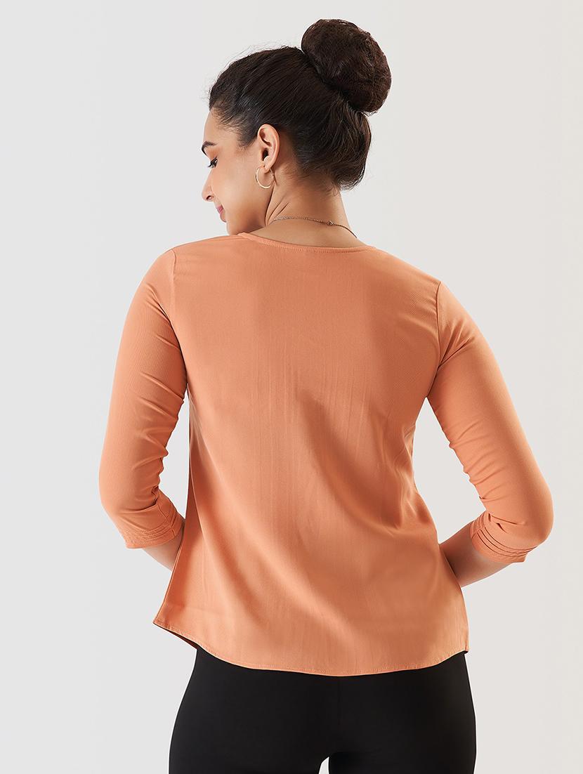 women solid three quarter sleeve regular top - 21584581 - Standard Image - 3