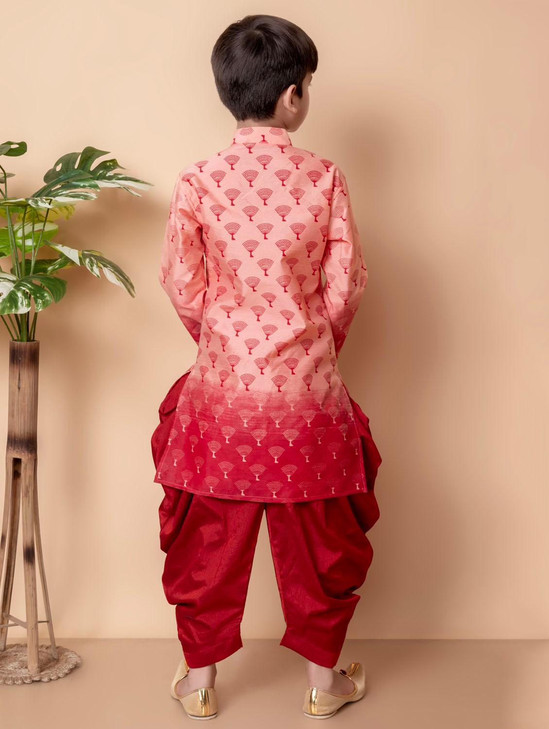 boys printed mandarin neck kurta salwar set - 21585415 - Standard Image - 3