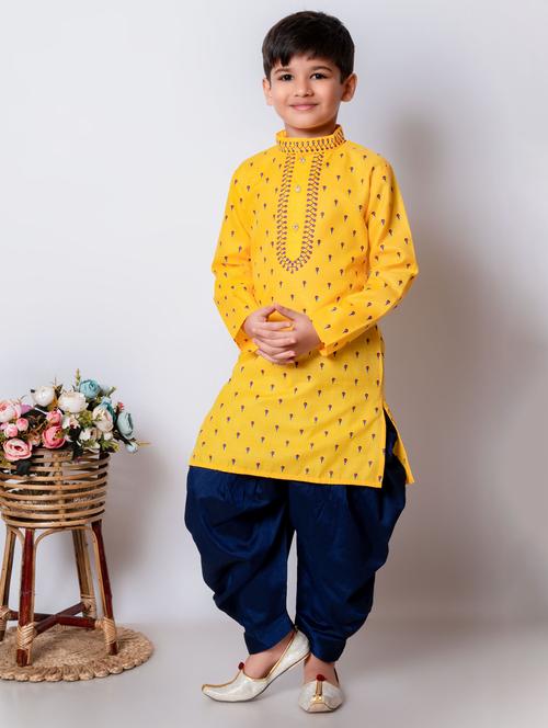 boys printed mandarin neck kurta salwar set - 21585427 - Standard Image - 0