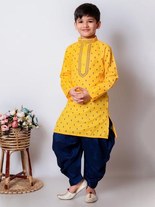 boys printed mandarin neck kurta salwar set - 21585427 -  Standard Image - 0