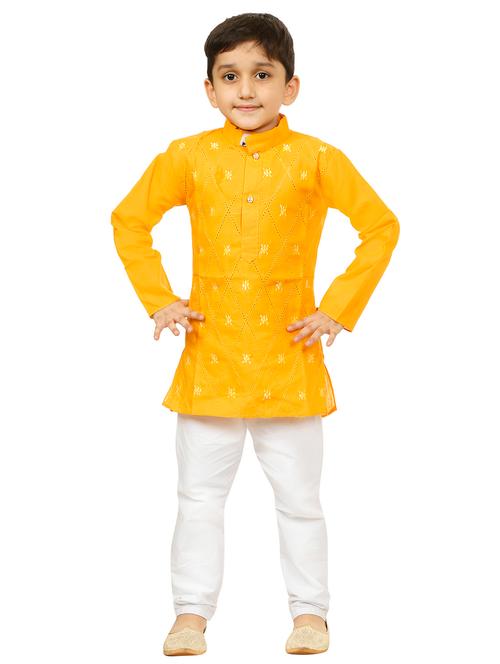 boys embroidered mandarin neck kurta pyjama set - 21585431 - Standard Image - 0