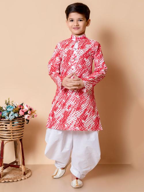 boys sequins work tie & dye kurta salwar set - 21585479 - Very Small Image - 1