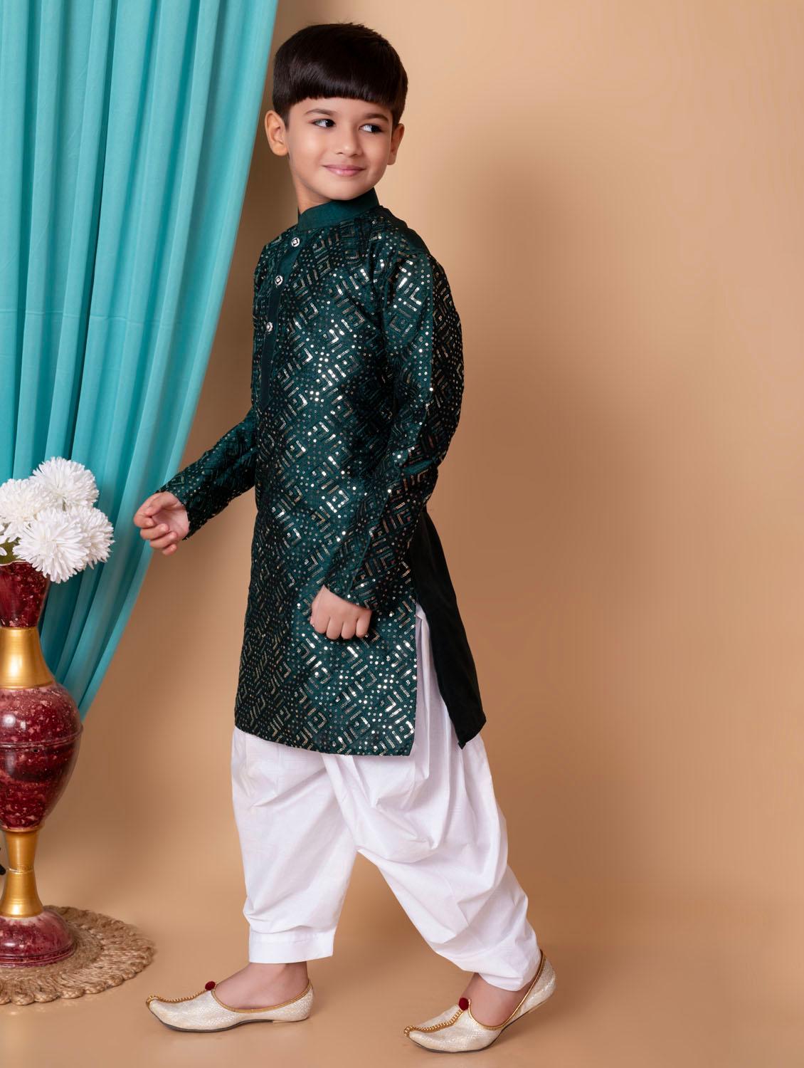 boys embroidered long sleeves dhoti kurta set - 21585500 - Zoom Image - 2