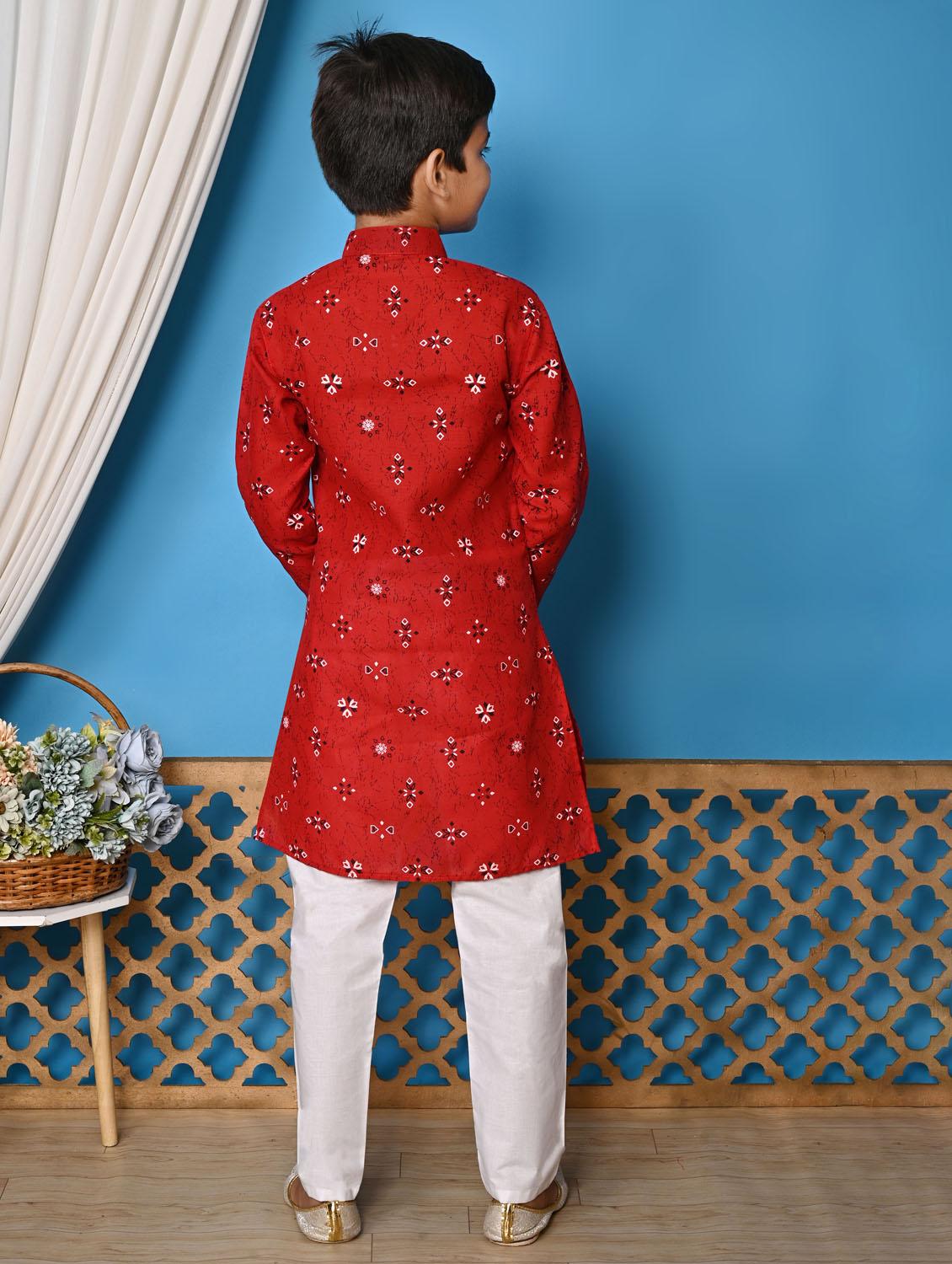 boys printed long long sleeves kurta pant set - 21585516 - Standard Image - 3