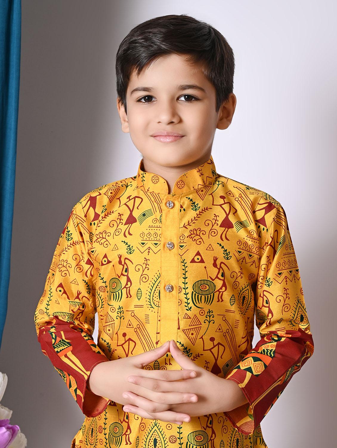 boys printed long sleeves dhoti kurta set - 21585529 - Zoom Image - 4