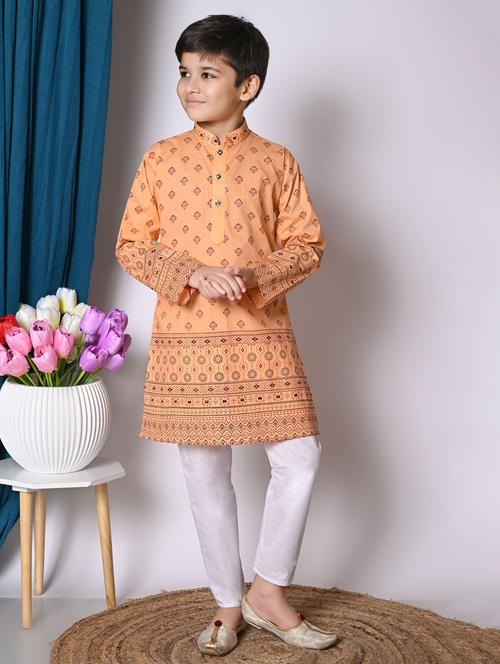 boys printed long sleeves kurta set - 21585566 - Very Small Image - 1