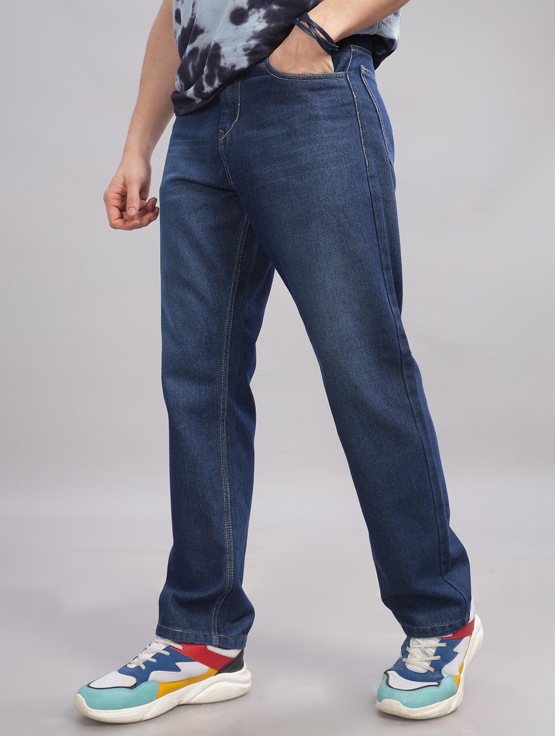 men mid rise plain jeans