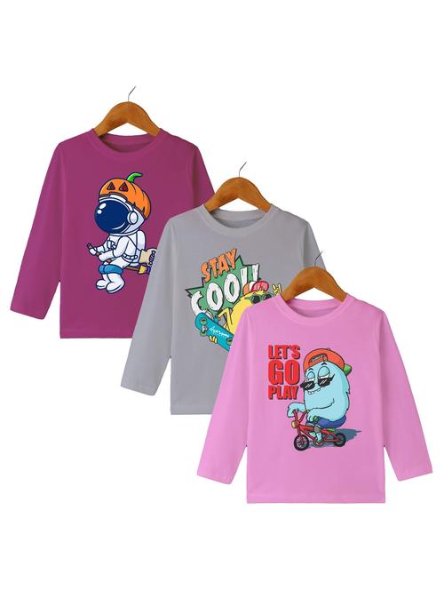 boys pack of 3 printed round neck long sleeve t-shirts - 21589786 - Standard Image - 0