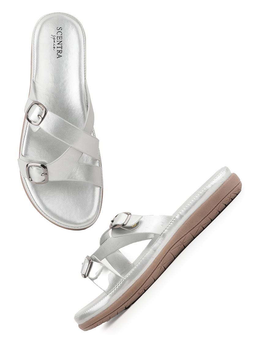 women silver slip on sandal - 21591382 - Standard Image - 3