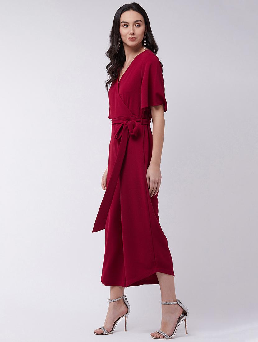 women red solid full leg jumpsuit - 21593265 - Zoom Image - 2