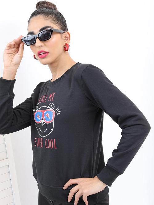 women long sleeve front print sweatshirt - 21596566 - Very Small Image - 1