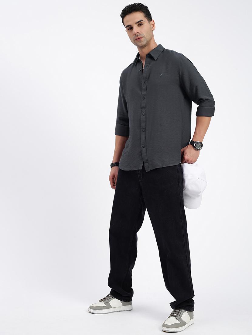 men regular fit solid long sleeve casual shirt - 21597564 - Zoom Image - 4