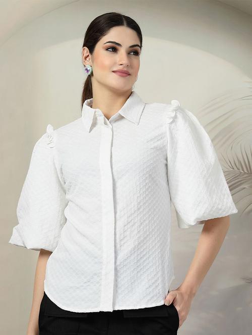 women white solid regular top - 21597828 - Very Small Image - 1