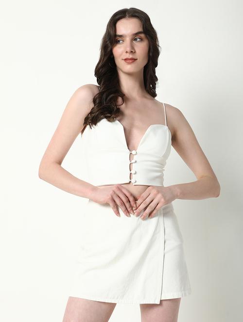 women solid shoulder strap crop top - 21598203 - Very Small Image - 1