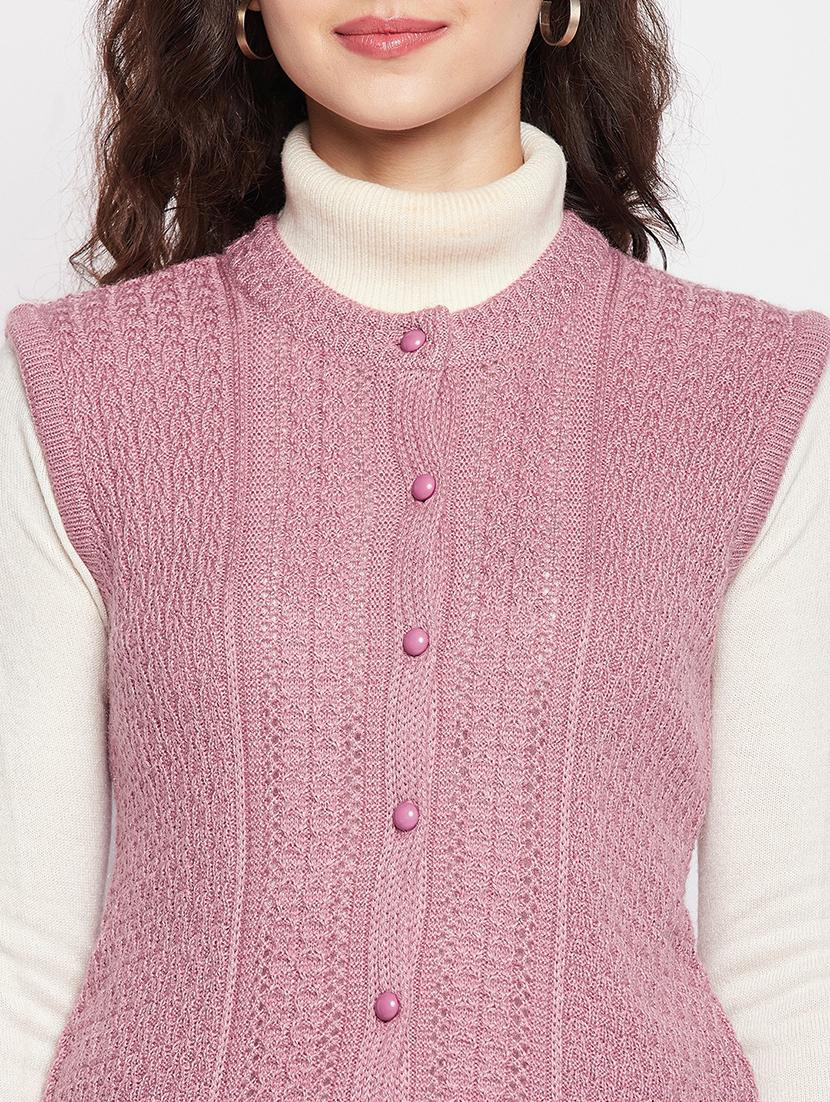 women pink self design cardigans - 21600689 - Zoom Image - 4