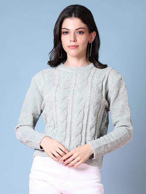 women long sleeves self design pullover - 21606544 - Very Small Image - 1