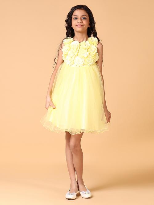 girls floral embellished net frock - 21609477 - Very Small Image - 1