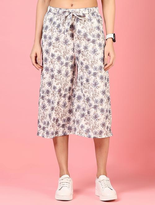 women floral print mid rise culottes - 21611471 - Very Small Image - 1
