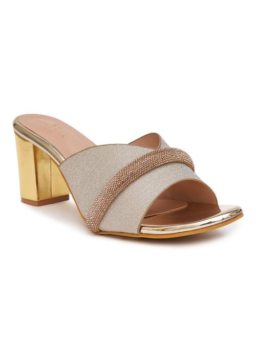 women gold block heel sandal - 21613873 - Standard Image - 0