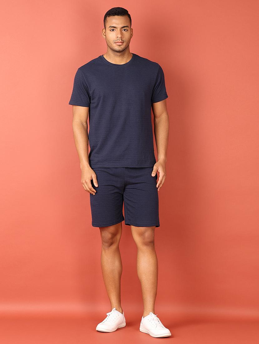 men solid short sleeve co-ord set