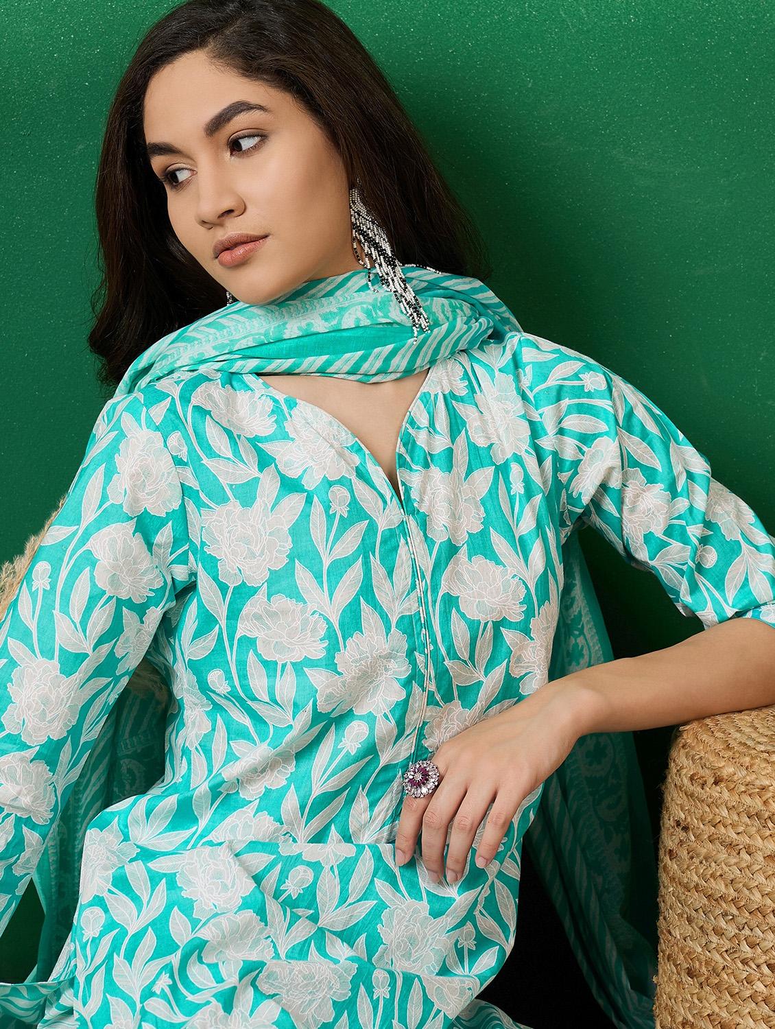 women three quarter sleeve kurta pant with dupatta set - 21622511 - Standard Image - 3