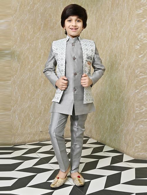boys mandarin neck kurta payjama ethnic wear set - 21622976 - Very Small Image - 1