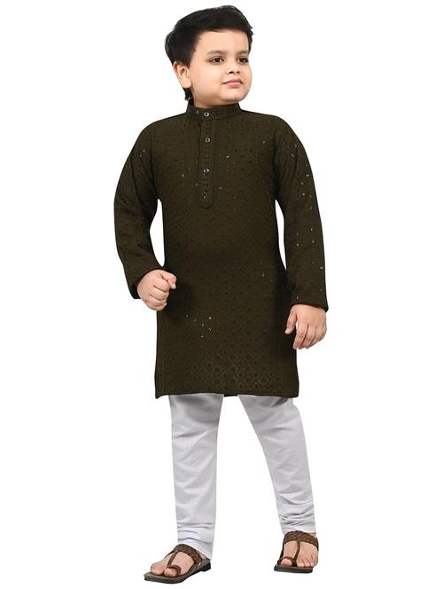 boys mandarin neck kurta payjama ethnic wear set - 21623011 - Very Small Image - 1