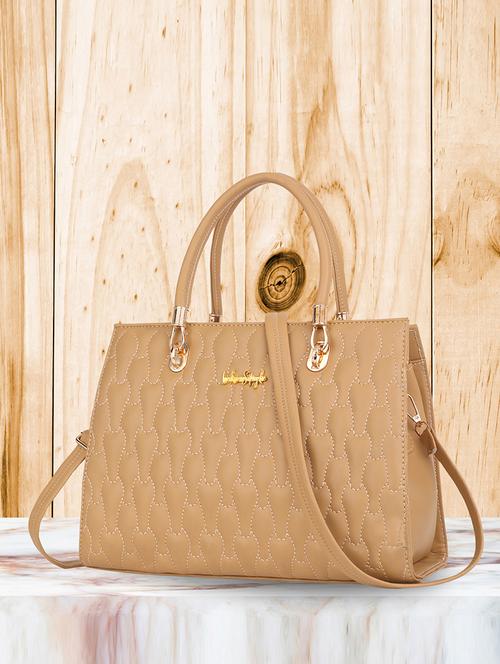 women beige pu handbag - 21624969 - Very Small Image - 1