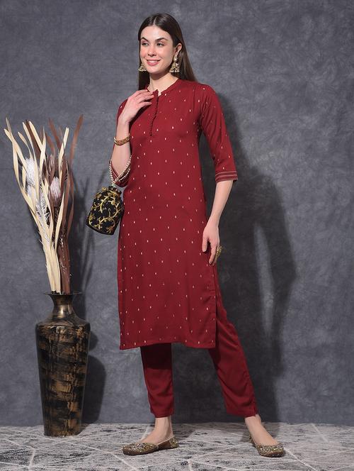 women self design three quarter sleeve kurta pant set - 21627261 - Very Small Image - 1