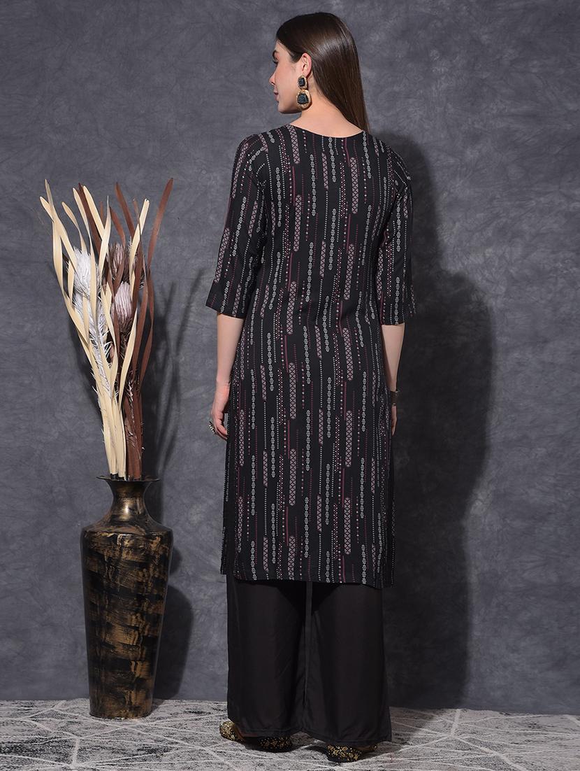 women printed three quarter sleeve straight kurta - 21627340 - Standard Image - 3