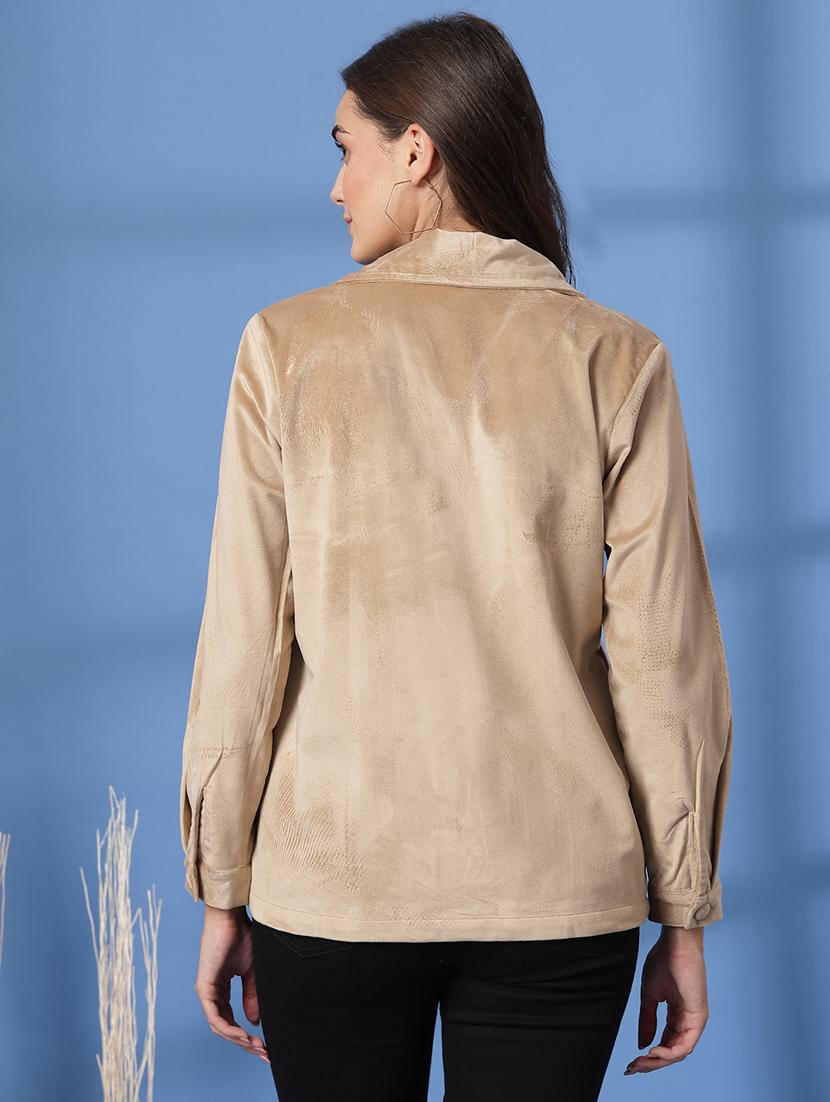 women solid long sleeve regular fit shacket - 21628413 - Standard Image - 3