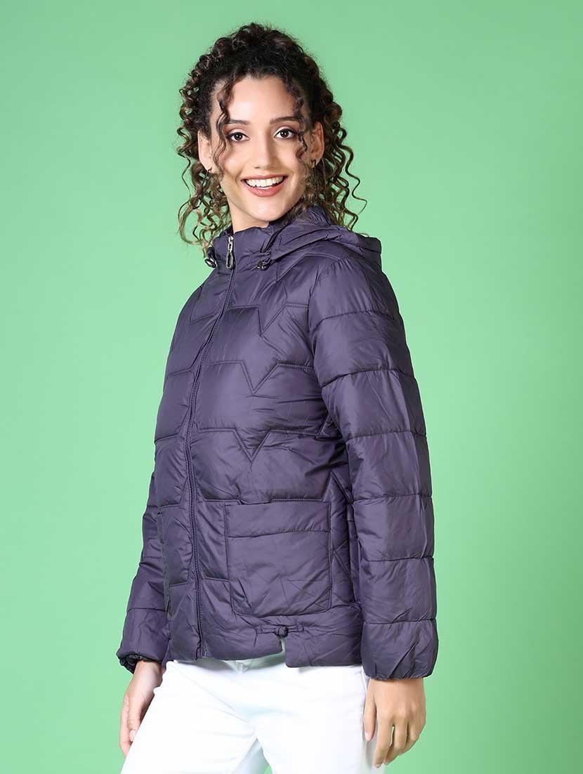 women solid long sleeve quilted jacket - 21628794 - Standard Image - 2