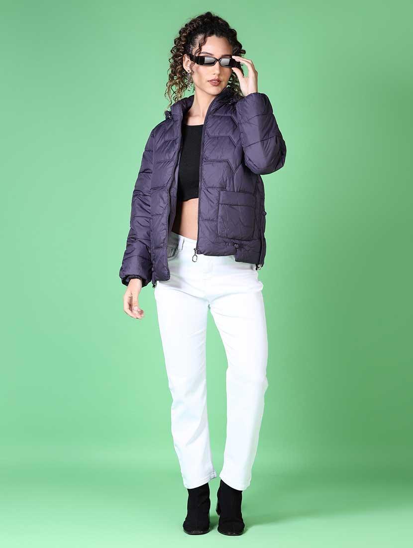 women solid long sleeve quilted jacket - 21628794 - Zoom Image - 4