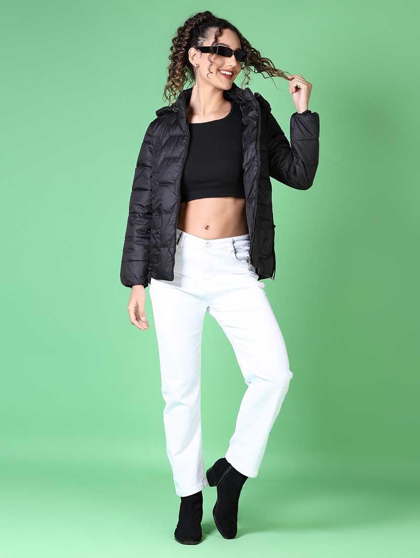 women solid long sleeve quilted jacket - 21628799 - Standard Image - 4