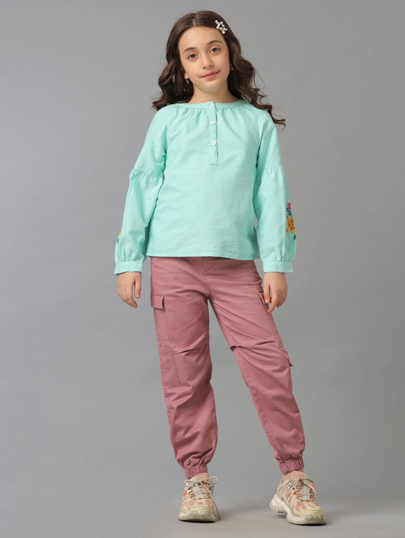 girls solid mid rise cargo - 21629848 - Standard Image - 3