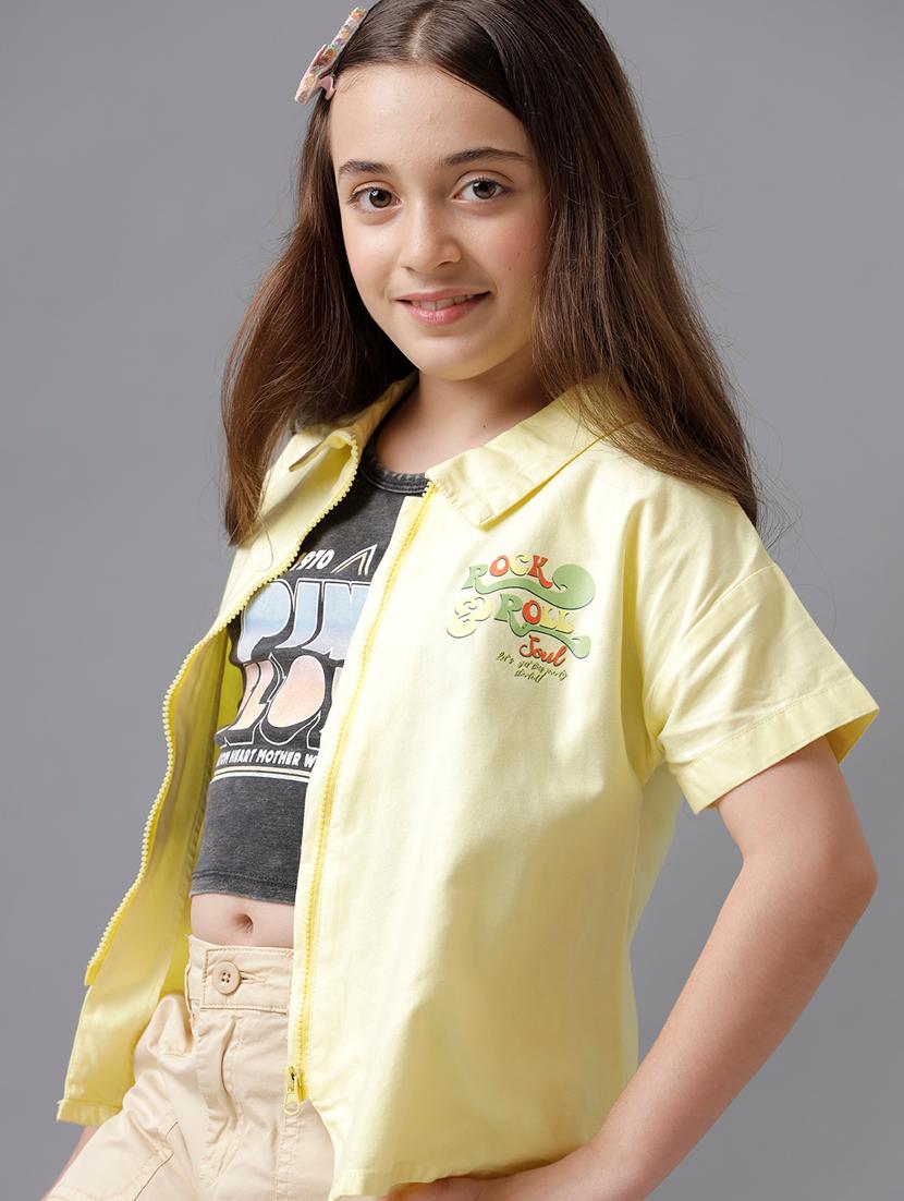 girls yellow zipper cotton tops - 21629939 - Standard Image - 3