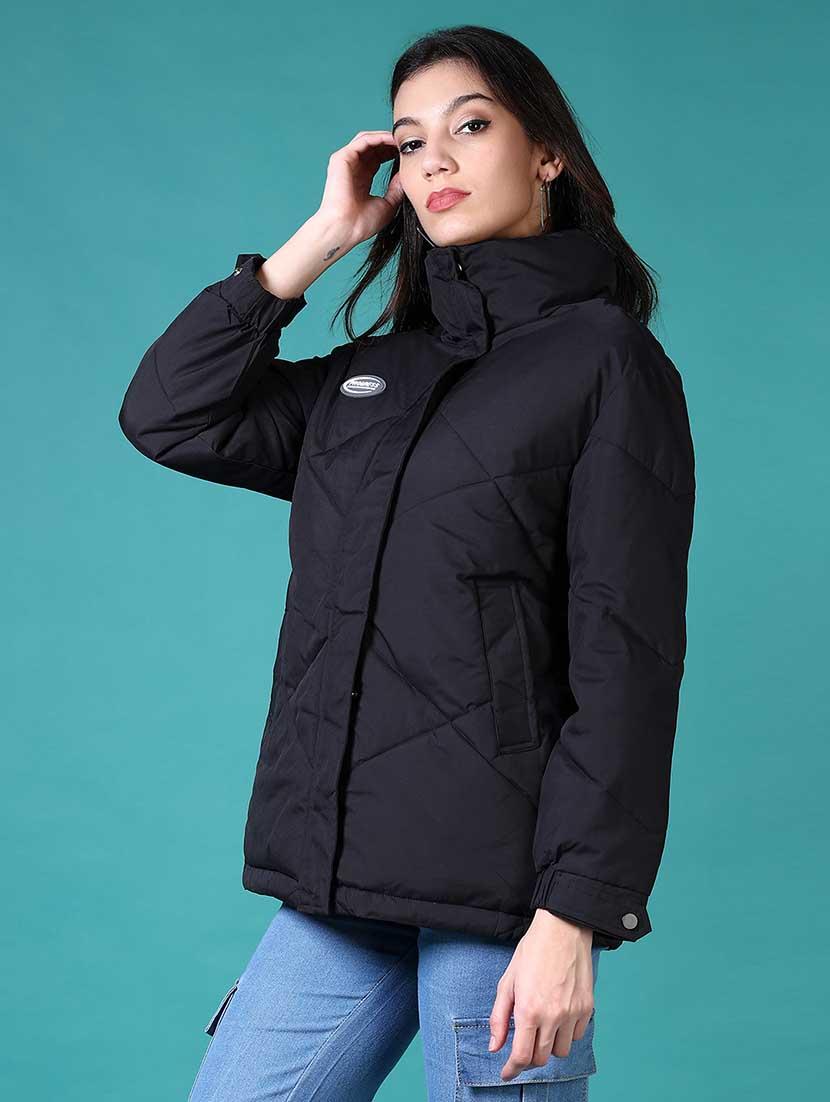 women solid long sleeve quilted jacket - 21631006 - Standard Image - 2