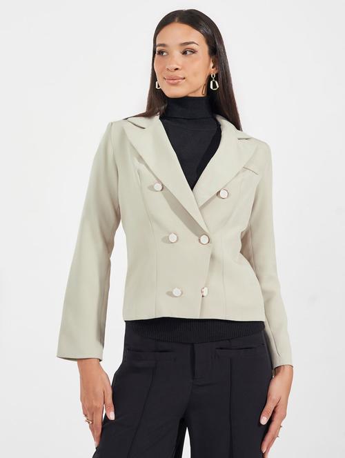 women solid long sleeve casual blazer - 21632040 - Very Small Image - 1