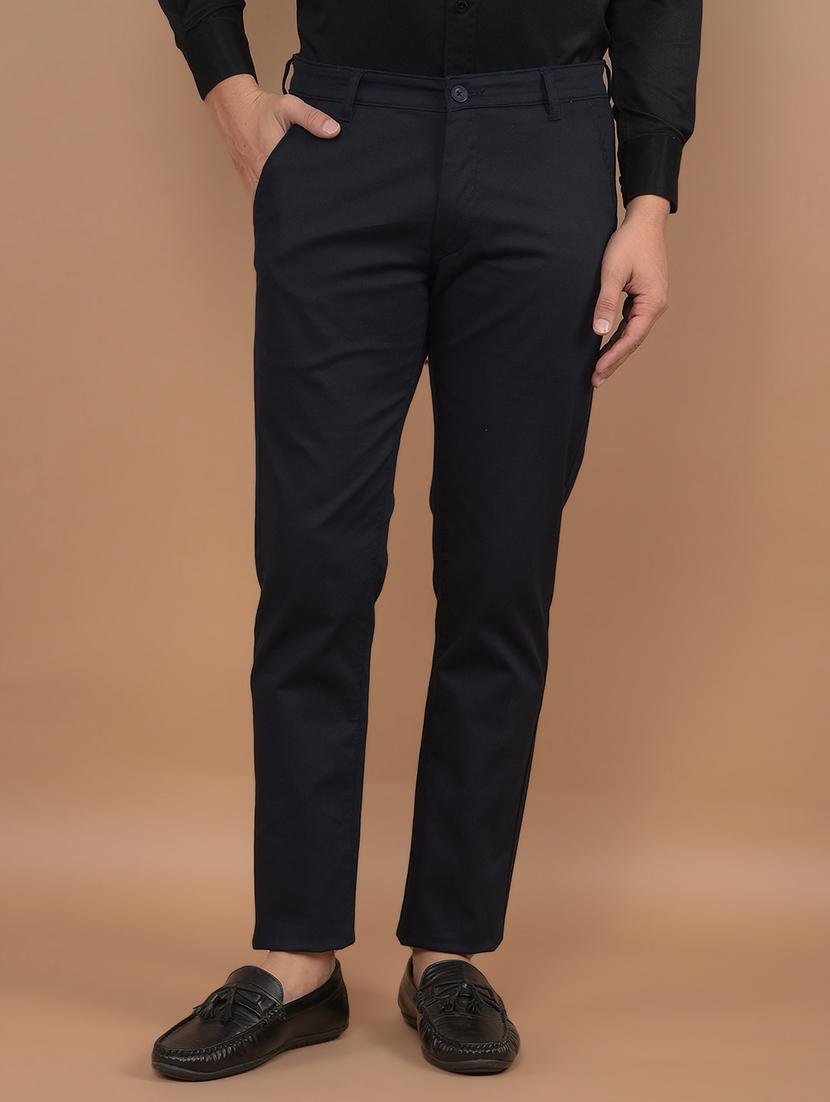 men solid mid rise chinos flat front trouser